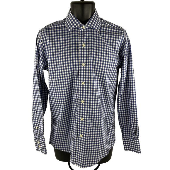 Mens Brooks Brothers Non-Iron Long Sleeve Button Up Shirt Size 15-33 Blue Check - Picture 6 of 7